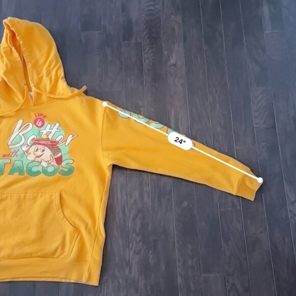 Yellow 'Life is Better with Tacos' Medium Hoodie - Picture 7 of 8